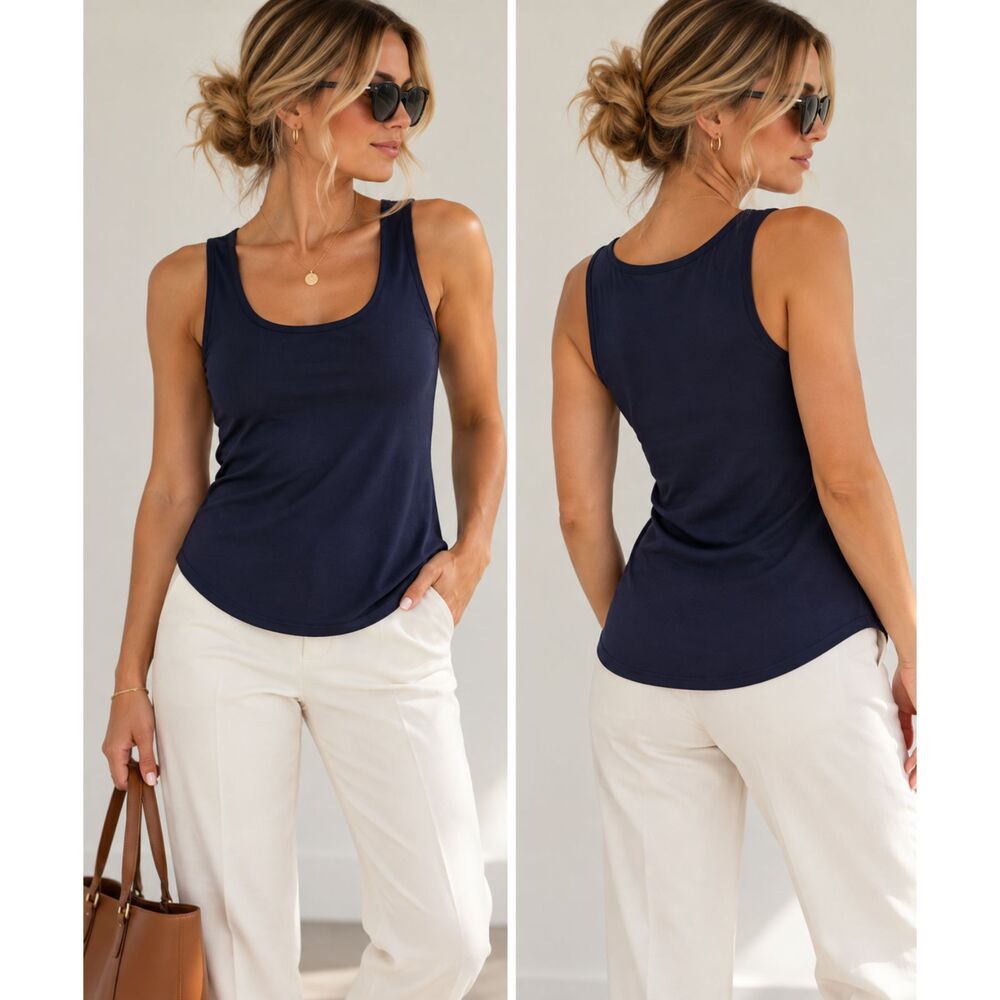 NWT Tahari Navy Blue Sleeveless Tank Top Women’s XL Workwear Career Basic